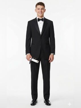 Noir Formalwear Classic Black Tuxedo Suit Blazer Pants Grad Prom Men Small